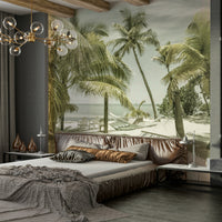 Vintage Florida wall mural with beach view

