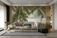 Florida beach scene mural in nostalgic poster style

