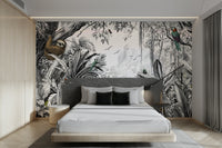 Jungle Vista black-and-white mural for a bold, nature-inspired room.

