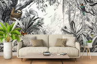 Bold black and white jungle vista design for modern interiors.

