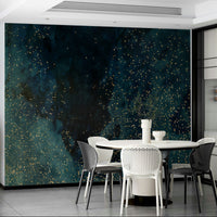 Starry petrol galaxy mural for a celestial-inspired room.


