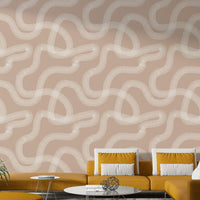 Peaceful wall mural with soft wave patterns

