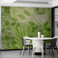 Wall mural featuring organic abstract greenery design

