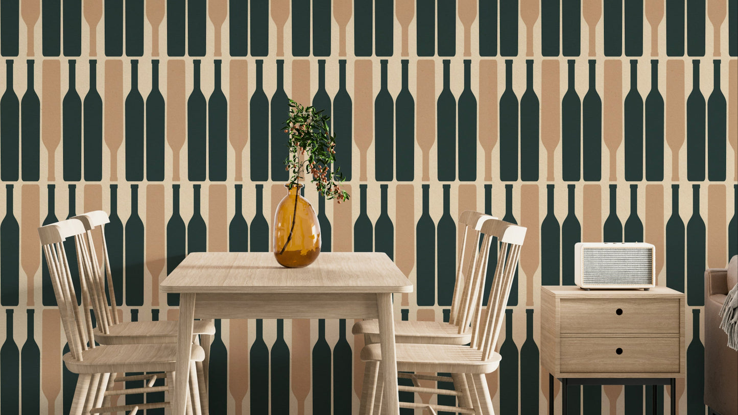 Modern Geometric Wine Cellar Blue Wallpaper with sleek design.

