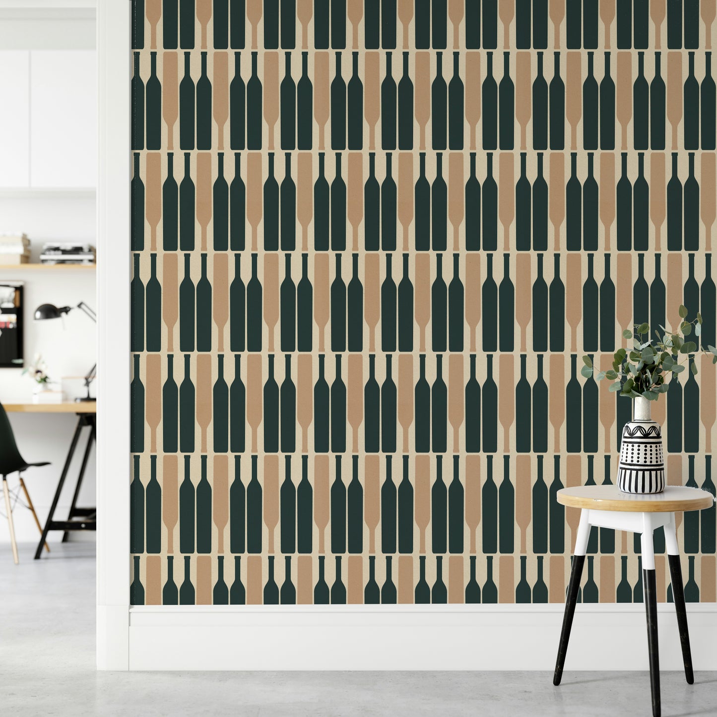 Contemporary blue geometric wallpaper for a bold look.

