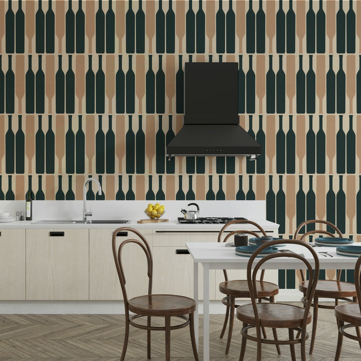 Sophisticated geometric blue pattern wall mural for any space.

