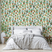 Soft background with succulents and decorative plant pots in a calming design.

