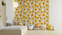 Cottagecore sunflower design in light, natural hues.

