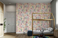 Light floral mural for walls with soft brushstrokes

