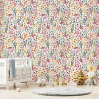 Watercolor Blossom wallpaper in neutral room

