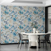 Soft blue rose pattern ideal for stylish, serene spaces.

