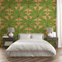 Wallpaper featuring vibrant desert leaves with a mix of green and orange.

