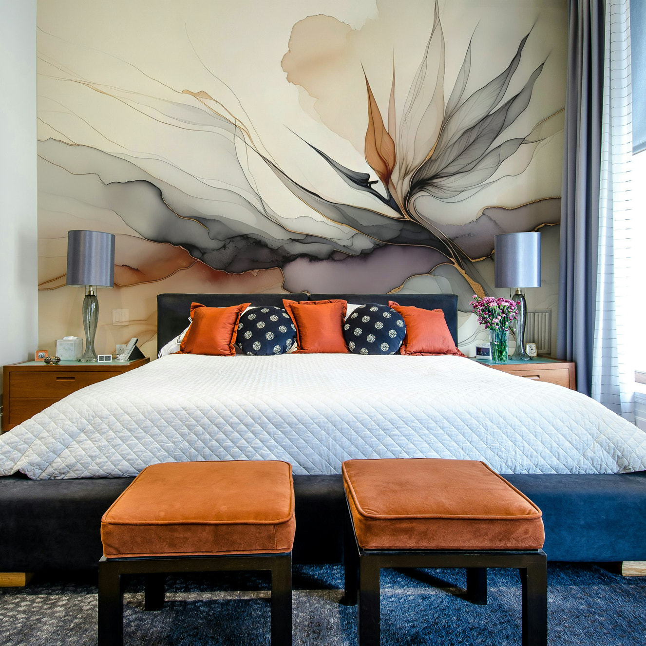Inky Bird of Paradise Wall Mural