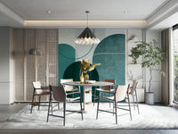 Bold teal arches wallpaper for modern living rooms

