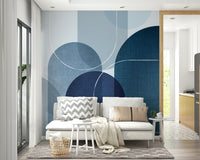 Mid Century Blue Linen 3 wall mural for elegant home decor

