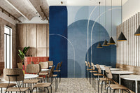 Timeless Mid Century Blue Linen 2 mural for living spaces

