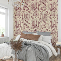 Peel-and-stick Dark Academia Toile de Jouy wallpaper for walls

