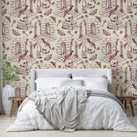 Timeless dark academia wallpaper with burgundy tones

