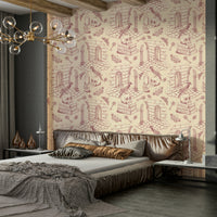 Vintage Toile de Jouy rose wallpaper for sophisticated rooms

