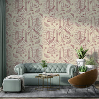 Elegant Toile de Jouy wallpaper with vintage roses

