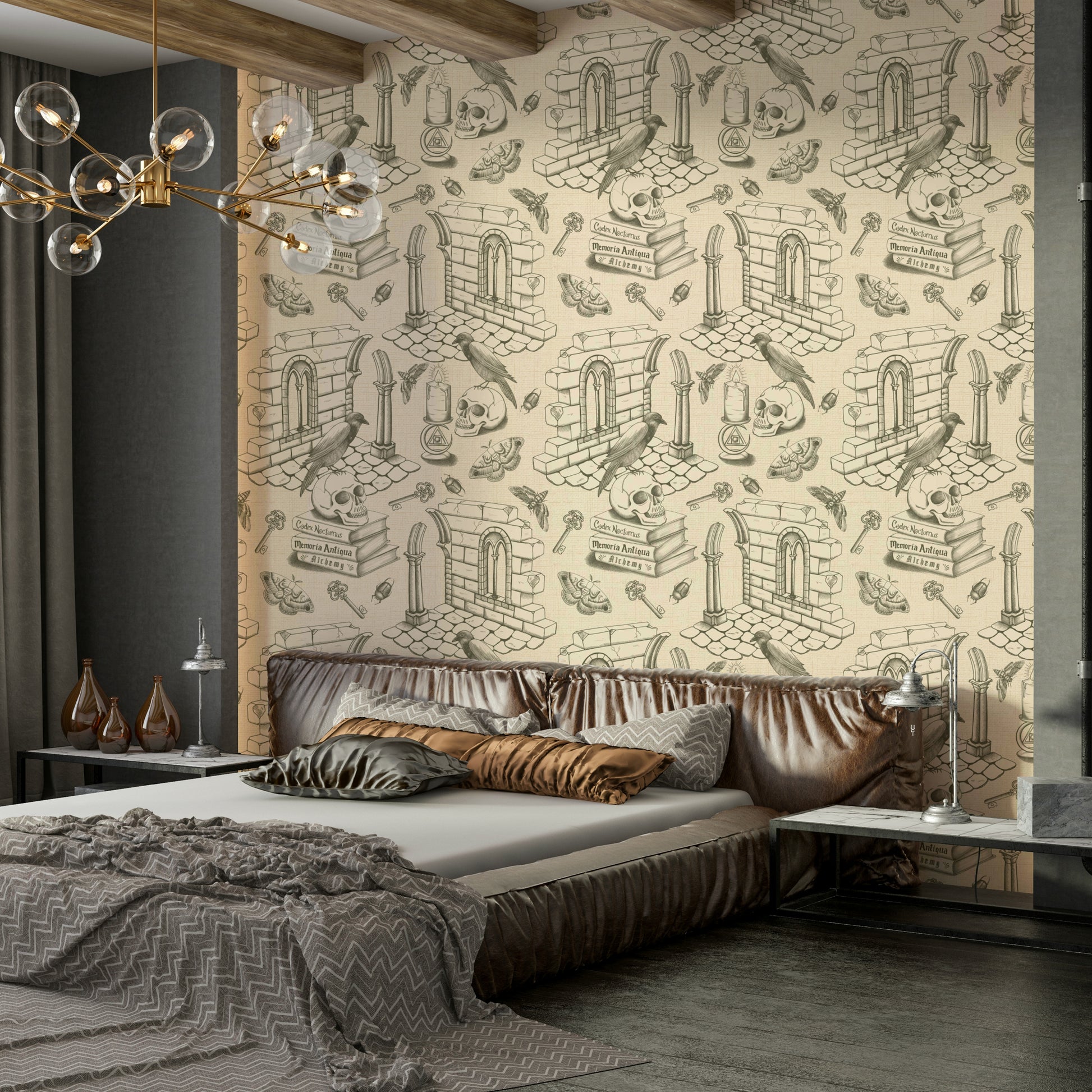 Wallpaper for walls with vintage French toile design

