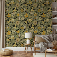 Mural wallpaper of butterflies and blooming flowers

