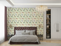 Detailed insect wallpaper in soft natural tones

