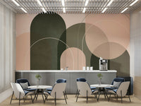 Living room wall mural in earthy abstract design

