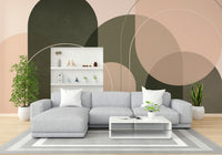 Wall art in warm peach and olive brushstrokes

