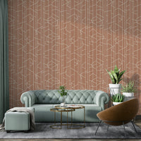 Soft brown wall mural with curved line pattern


