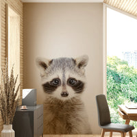 Nursery with cute raccoon wallpaper for walls

