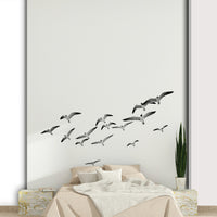Vertical bird design mural wallpaper creating an airy feel.

