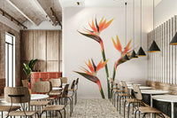 Beautiful Bird of Paradise flower design on wall mural.

