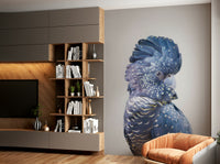 Stunning black cockatoo bird on wall mural for sophisticated decor.

