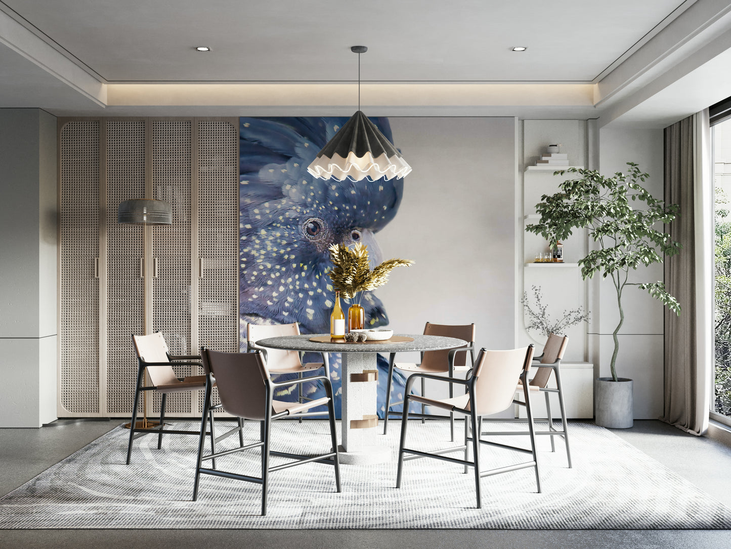 Beautiful Black Cockatoo mural bringing nature into your space.

