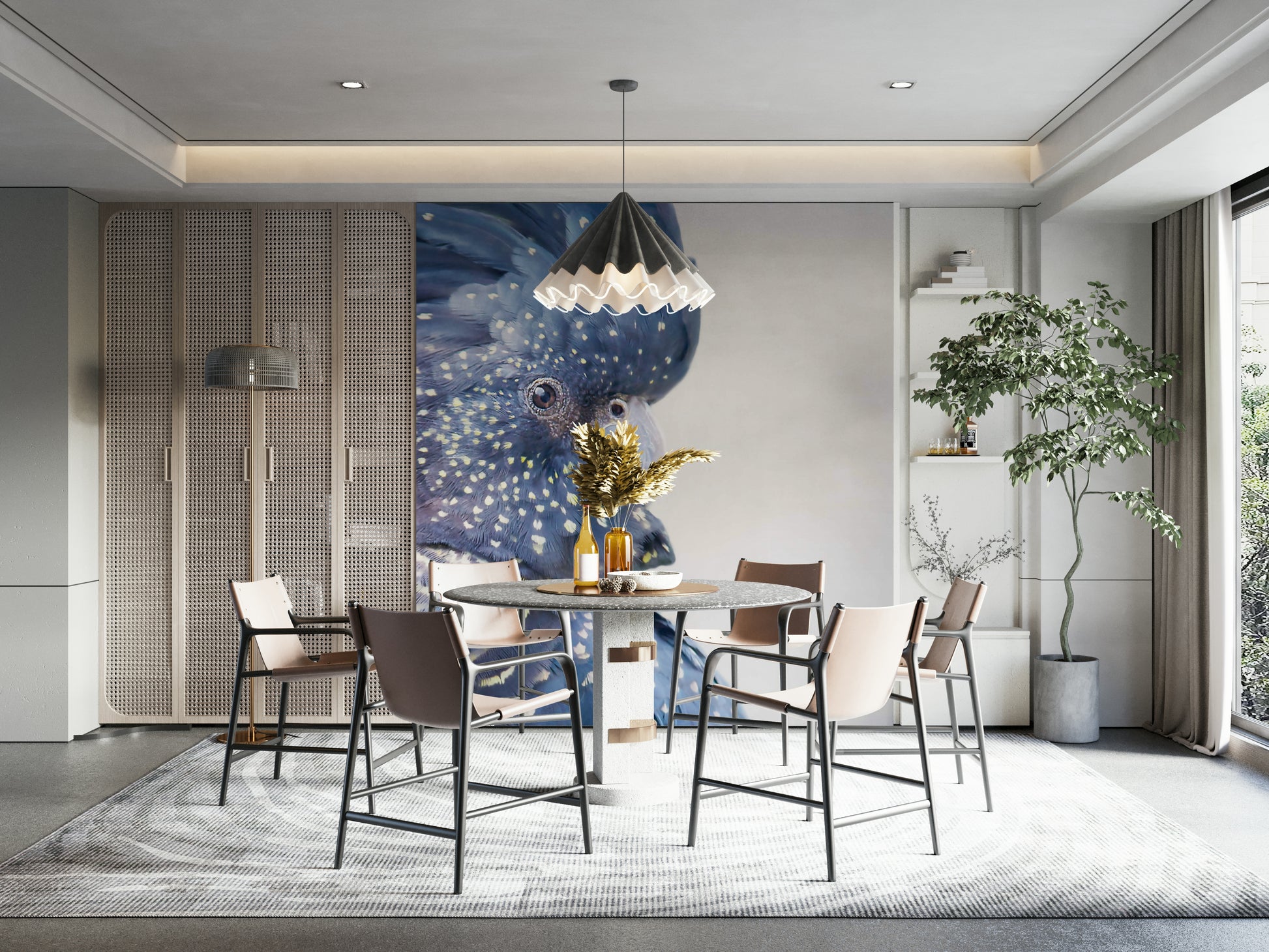 Beautiful Black Cockatoo mural bringing nature into your space.

