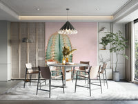 Bedroom with Blush Cactus wall mural design

