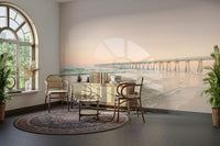 Living room with Serene Sunset Pier wall mural

