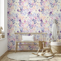 Romantic watercolor flower mural with airy style

