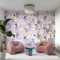 Large-scale blossom mural with watercolor texture


