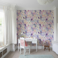 Serene Bloom mural with hand-painted floral design

