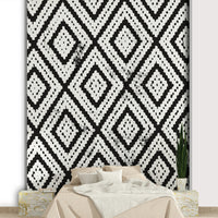 Minimalist mural wallpaper in grayscale tones

