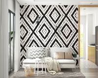 Subtle geometric wall mural in soft black and grey

