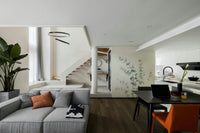 Delicate leaf mural wallpaper for serene interiors

