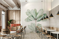 Neutral wallpaper with fine botanical drawings

