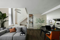 Airy botanical wall mural in muted colors

