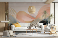 Organic wave pattern in boho aesthetic mural

