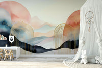 Dreamy landscape mural in modern boho style

