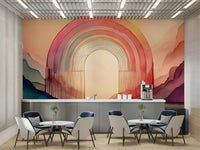 Playful and colorful Rainbow Dream Arches mural for any room.

