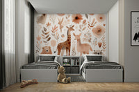 Soothing wild animal design for bedrooms or nurseries in mural.

